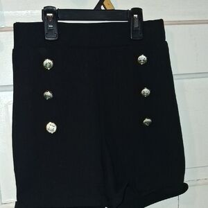 Black Buttoned Women Shorts